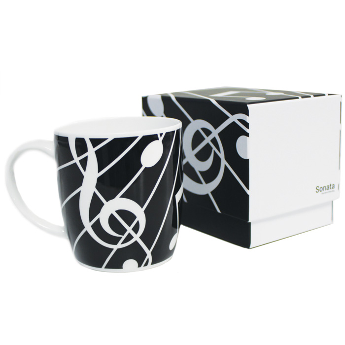 Bone China Boxed Mug Sonata Black Gift