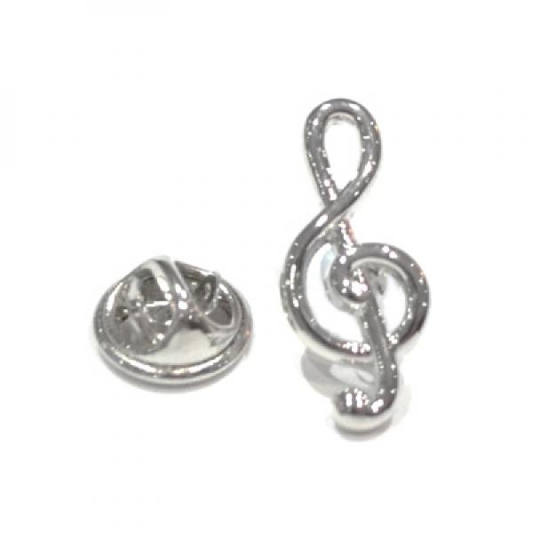 Pin Badge Treble Clef Silver Plated Gift