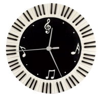 Wall Clock Round Keyboard & Music Symbols Gift