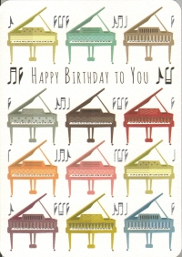 Greetings Card Birthday Pianos Colourround Gift