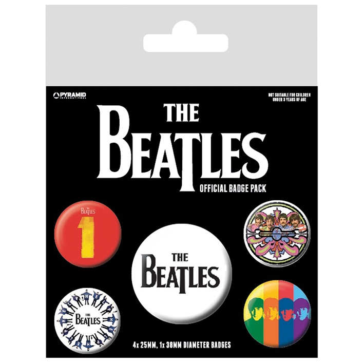 Beatles Badge Pack Black Set Of 5 Gift