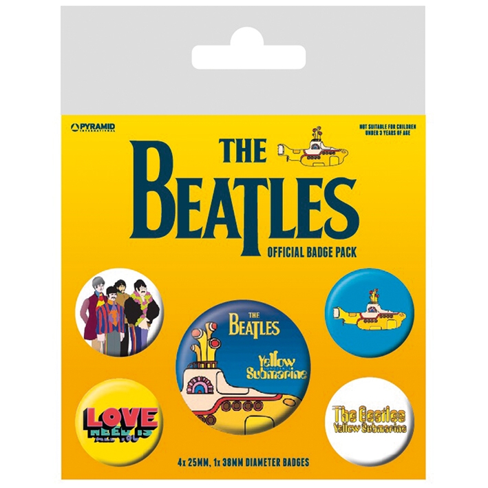 Beatles Badge Pack Yellow Submarine Set Of 5 Gift