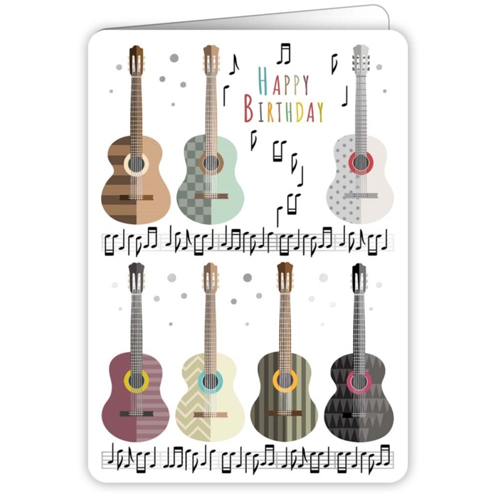 Greetings Card Happy Birthday Guitars Gift