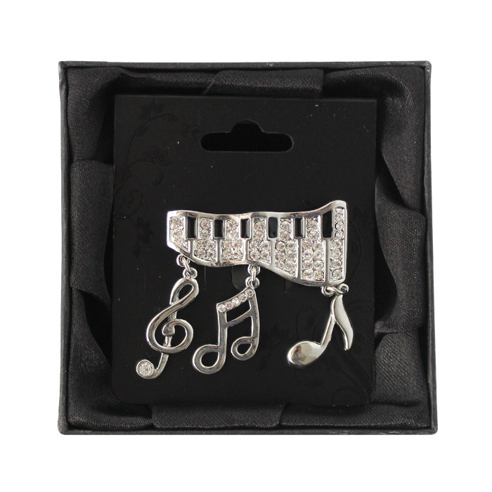 Brooch Large Diamante Keyboard Boxed Gift