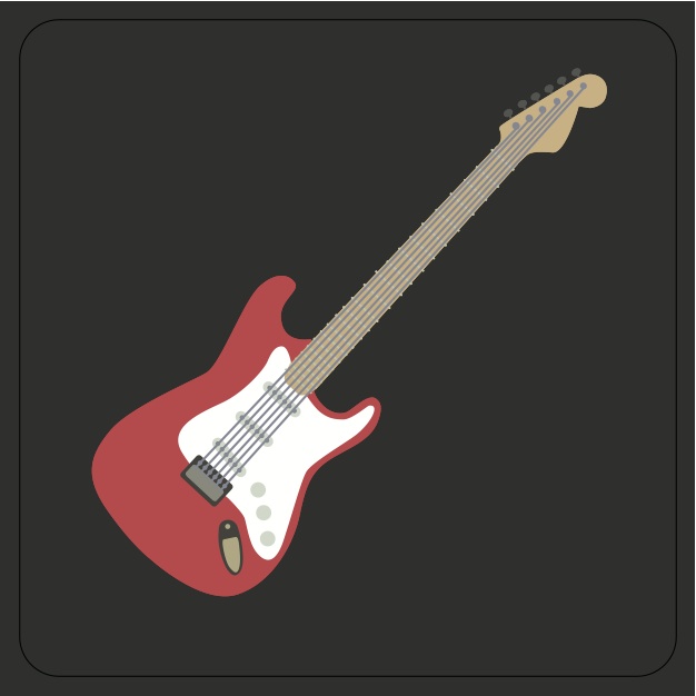 Rock Club Coaster Red Guitar Gift
