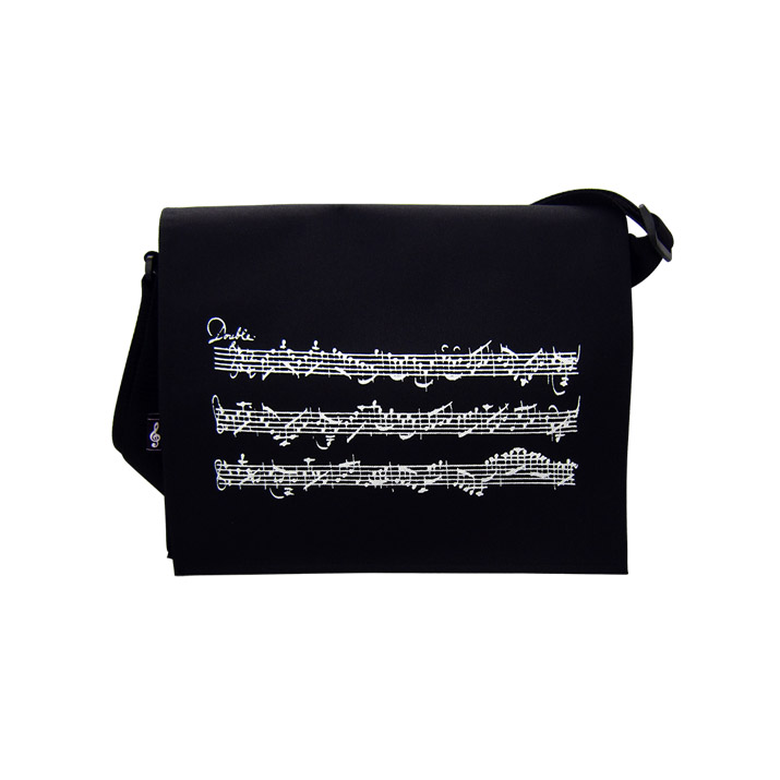 Shoulder Bag Black With Music Stave Design Gift
