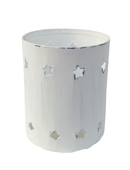 White Distress Votive Stars Gift