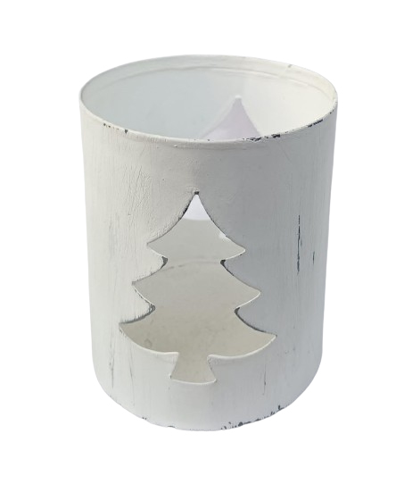 White Distress Votive Christmas Tree Gift