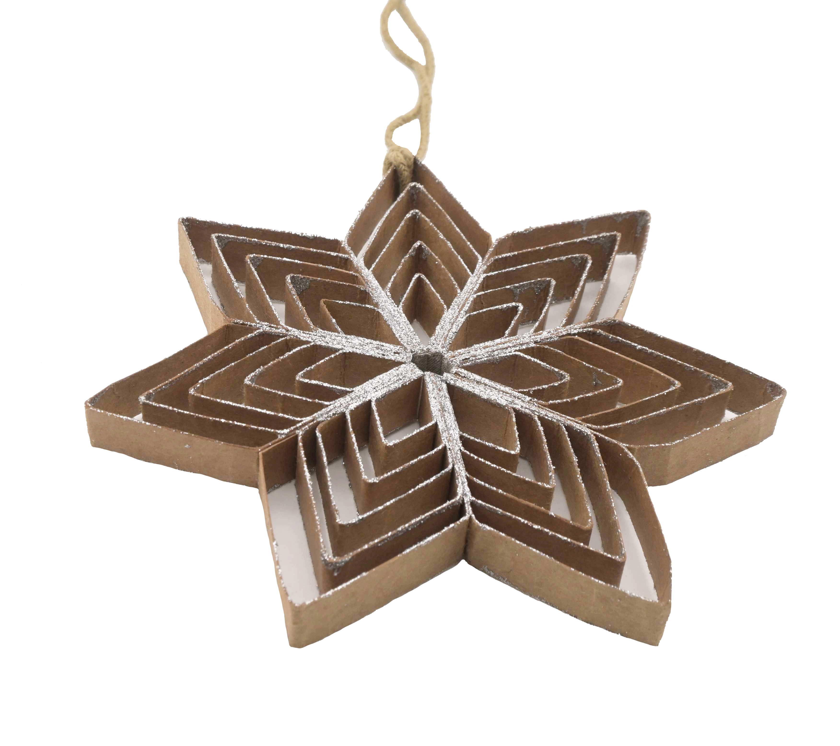 Paper Kraft Snowflake Star Kraft Silver Glitter 15cm Gift