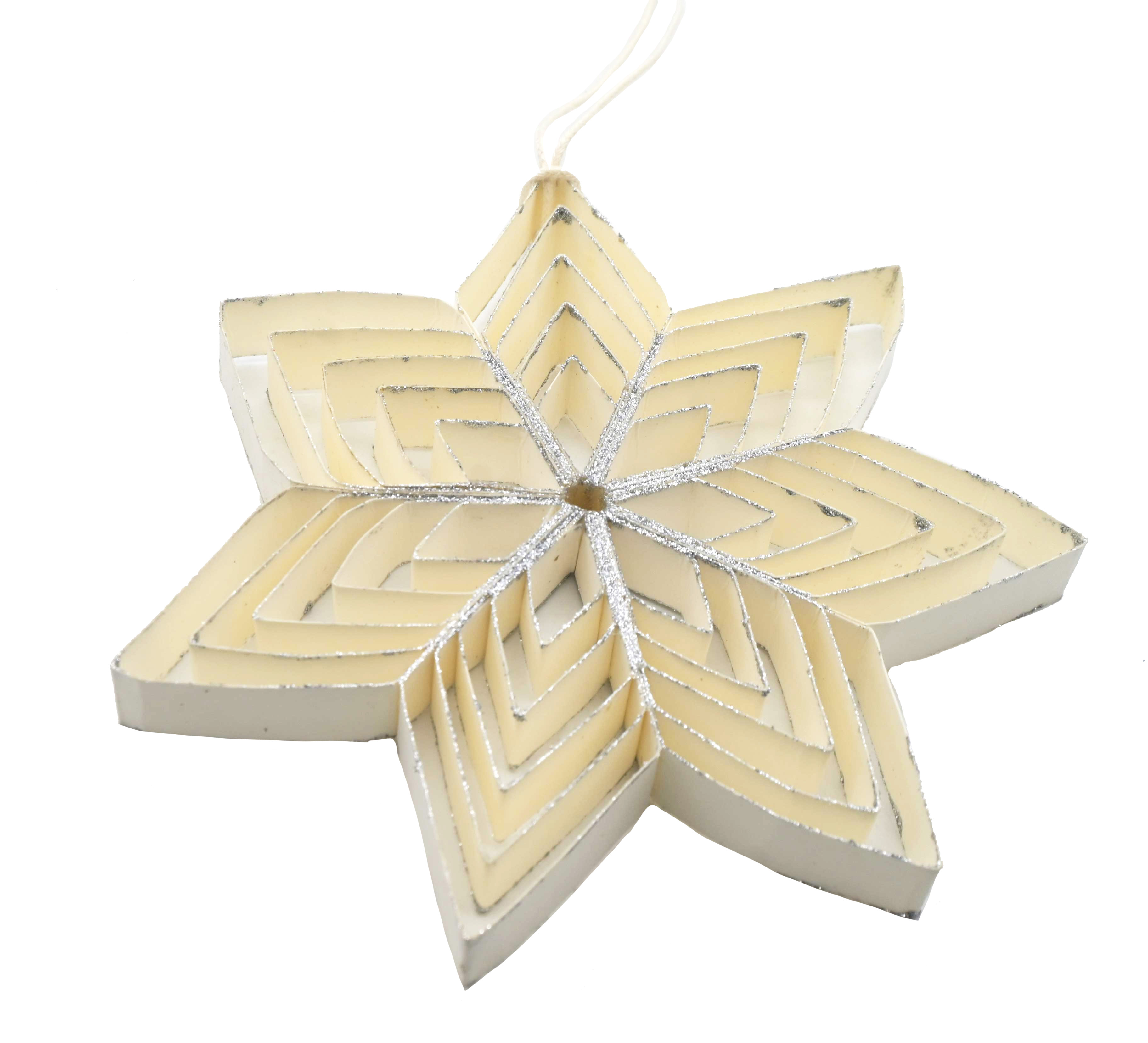 Paper Kraft Snowflake Star White Silver Glitter 15cm Gift