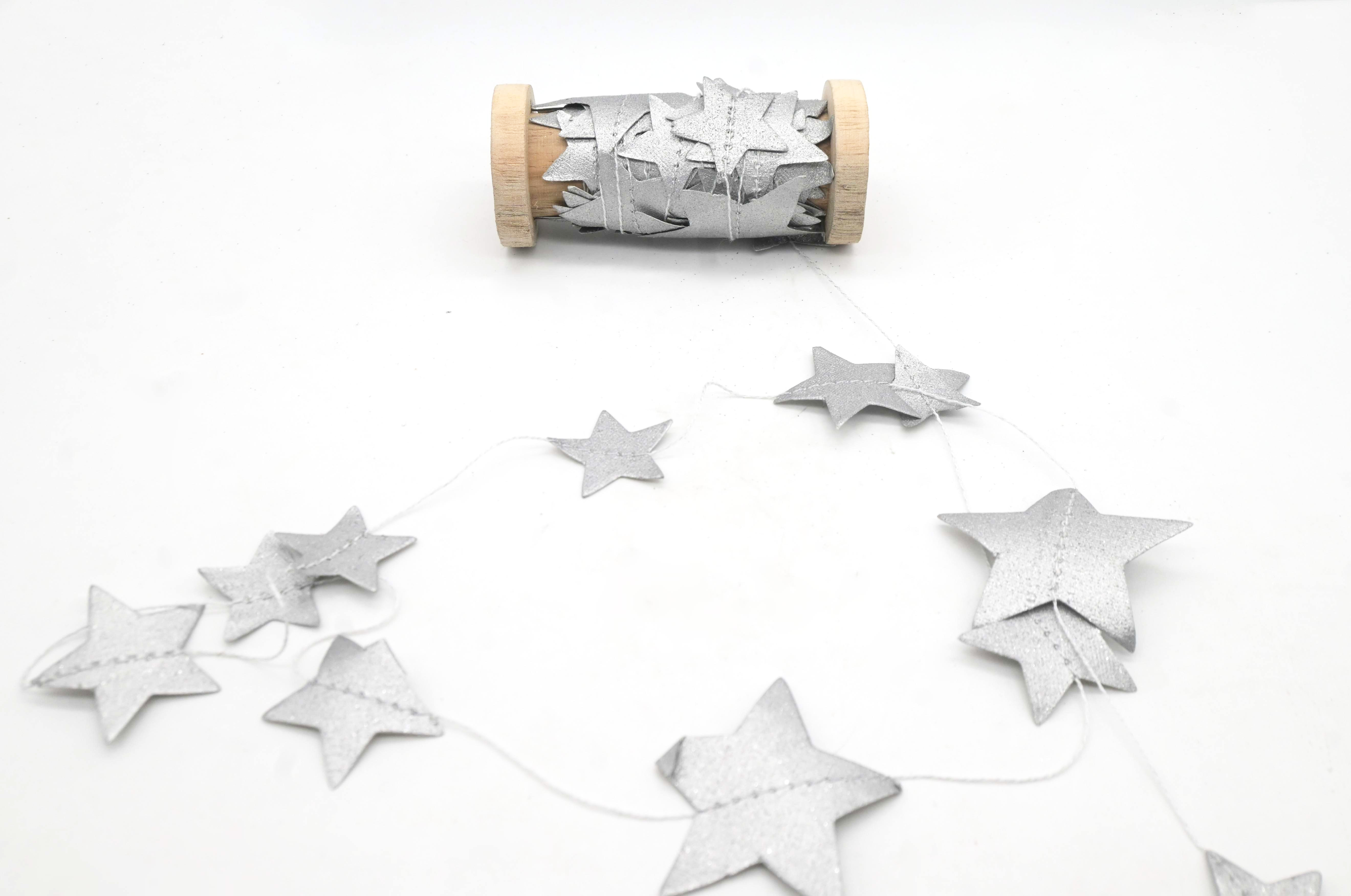 Star Garland On Bobbin Silver 5m Gift