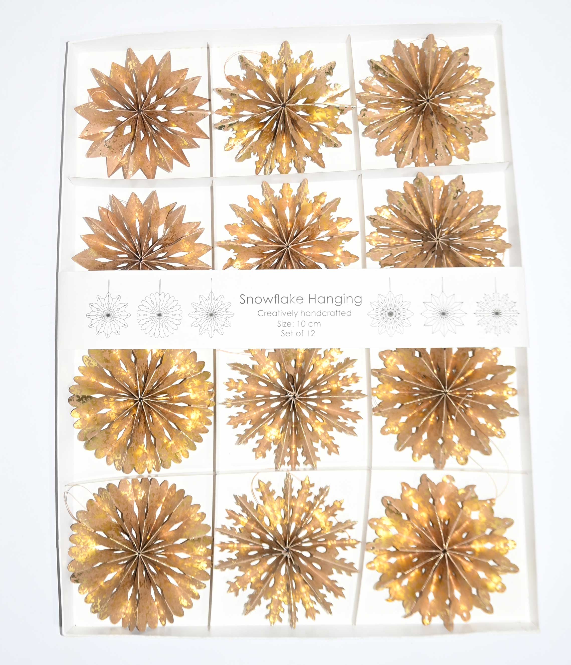 Paper Snowflake Kraft Set Of 12 In Display Box Gift