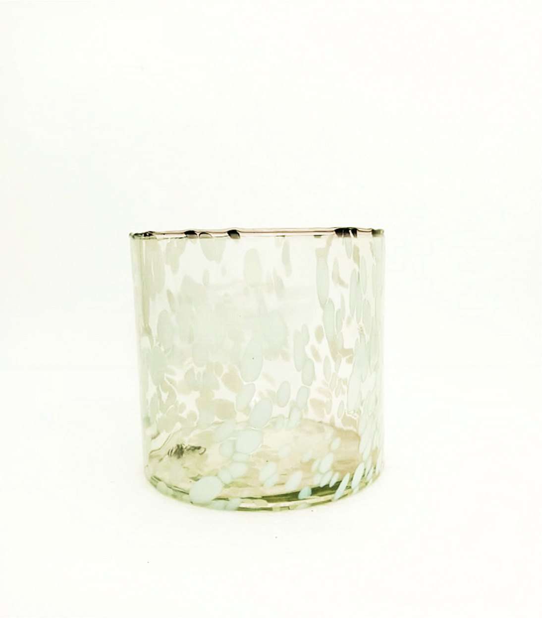 Speckled Recycled Glass Candle Holder White 16cm Gift