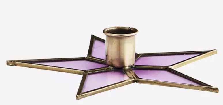 Glass Star Candle Holder Lilac Gift