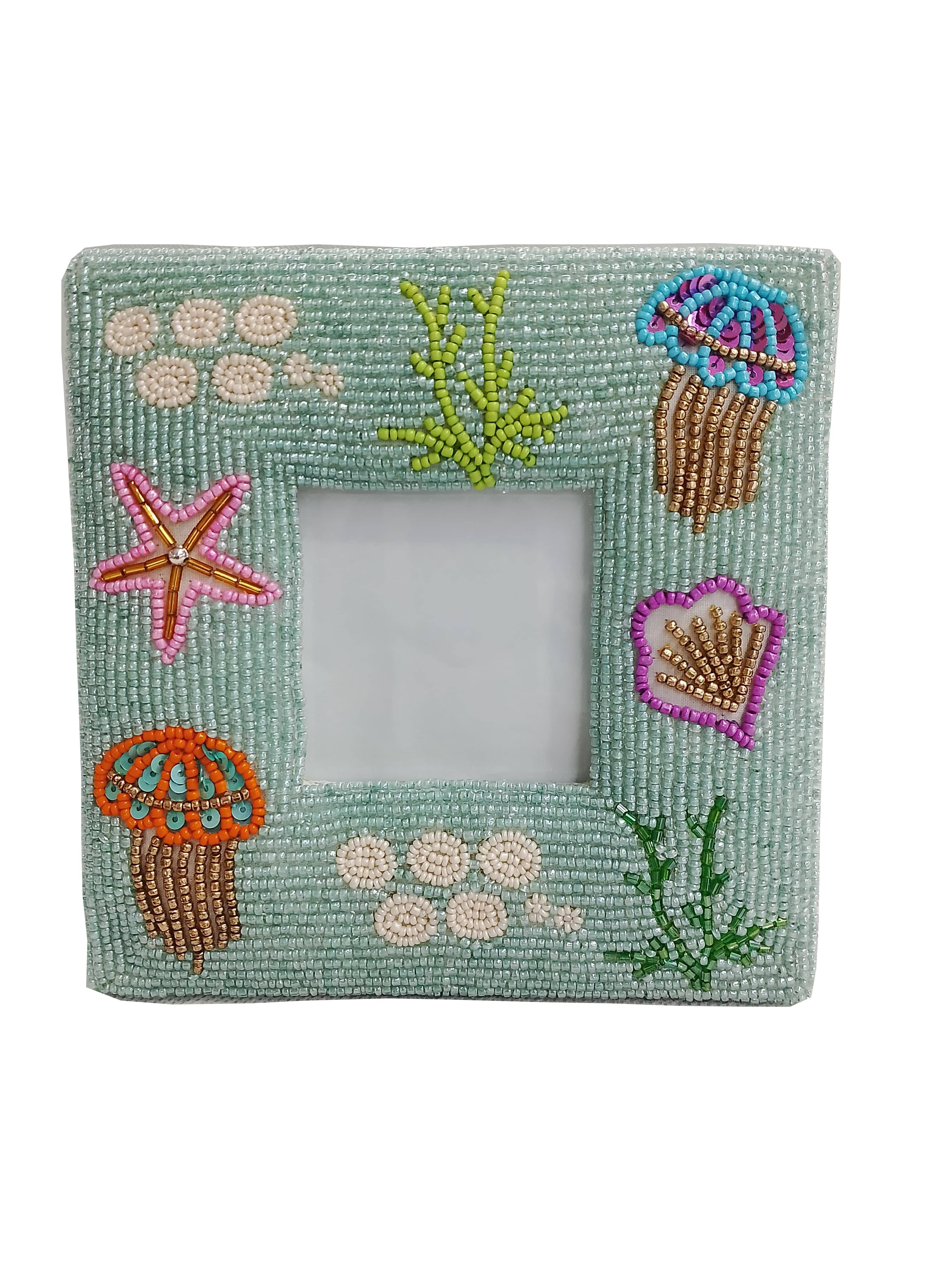 Beaded Stripe Photo Frame  Lilac And Pink  7.5cm Gift