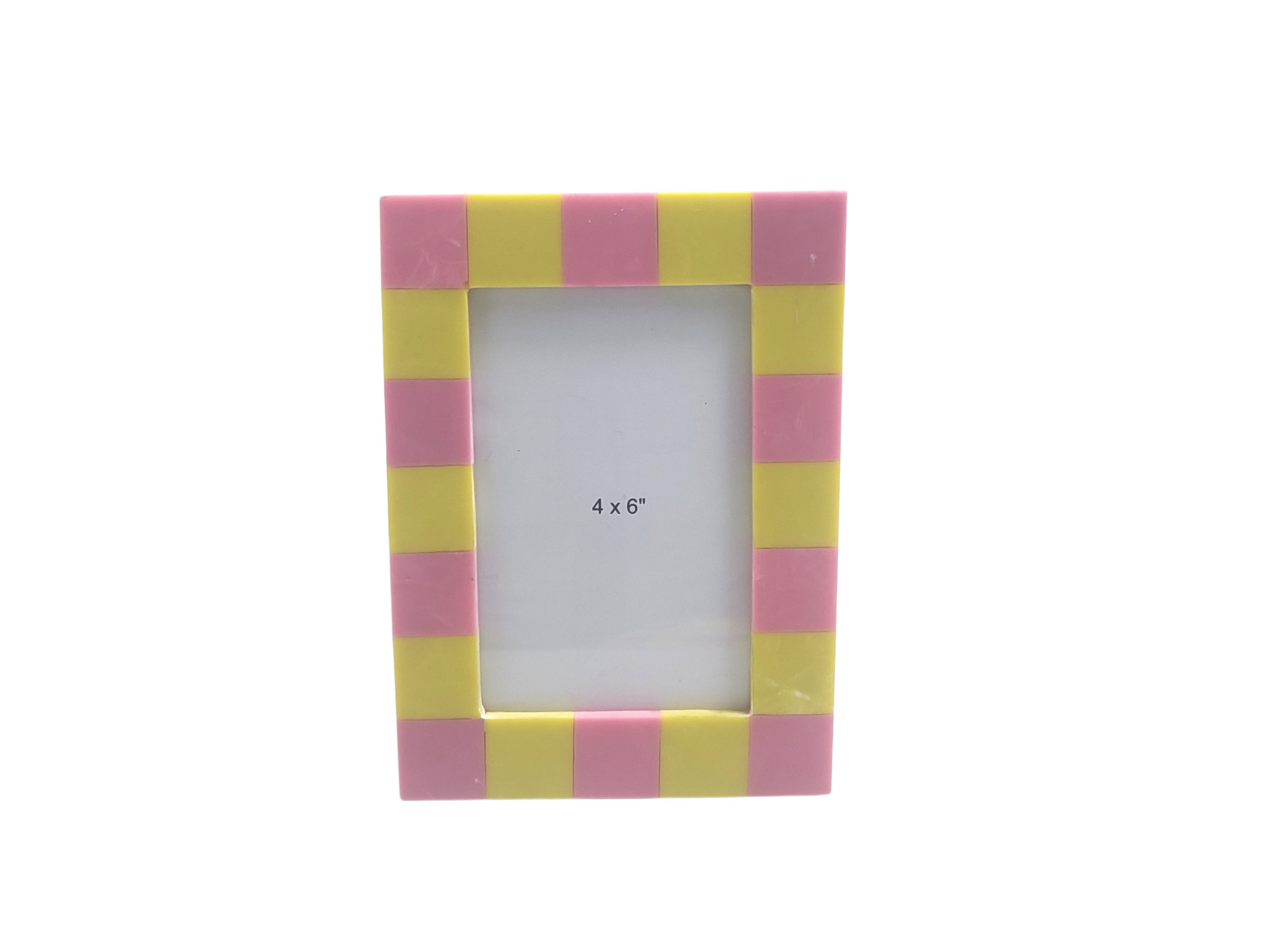 Pink And Lime Green Chequered Photo Frame 4x6 Inches Gift