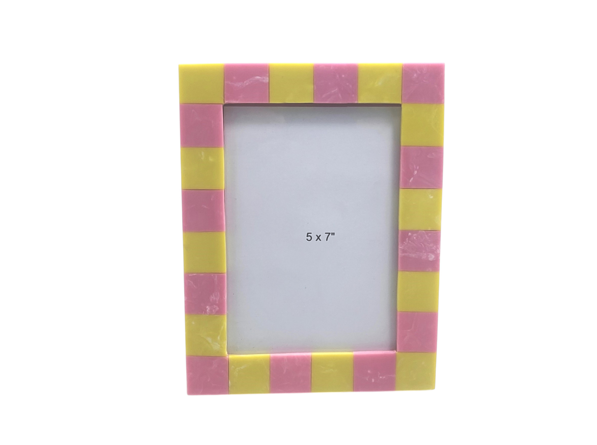 Pink And Lime Green Chequered Photo Frame 5x7 Inches Gift