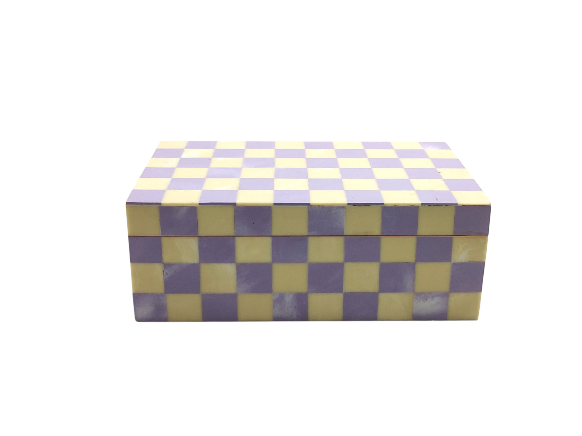Pink And Cream Chequered Jewellery Box  20x13cm Gift
