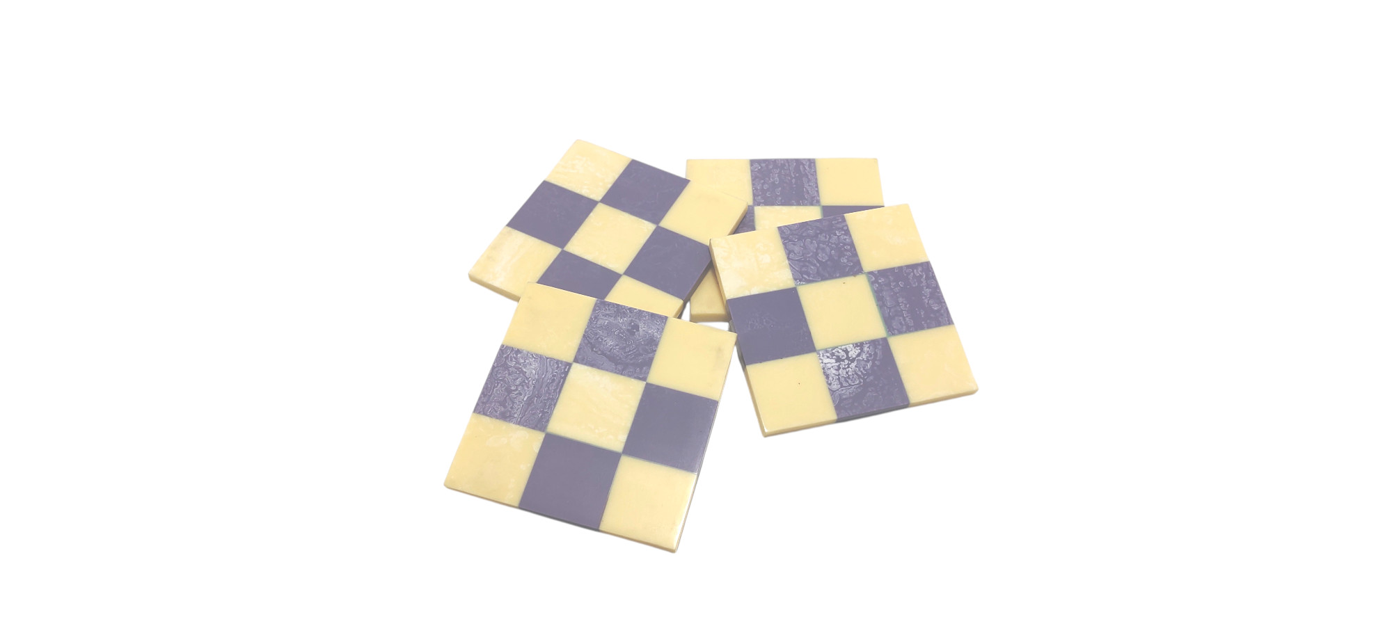 Liliac And Cream Chequered Coasters 10cm Gift