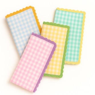 Gingham Set Of 4 Table Napkin With Lace Trim Gift