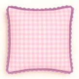 Gingham Pink Cushion With Contrasting Lace Trim Gift