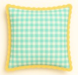 Gingham Mint Cushion With Contrasting Lace Trim Gift