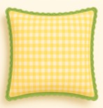 Gingham Yellow Cushion With Contrasting Lace Trim Gift