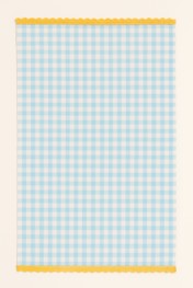 Gingham Blue Tea Towel With Lace Trim Gift