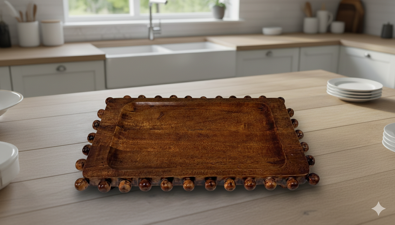 Wooden Balls Rectanguler Tray Small 35x20cm Gift