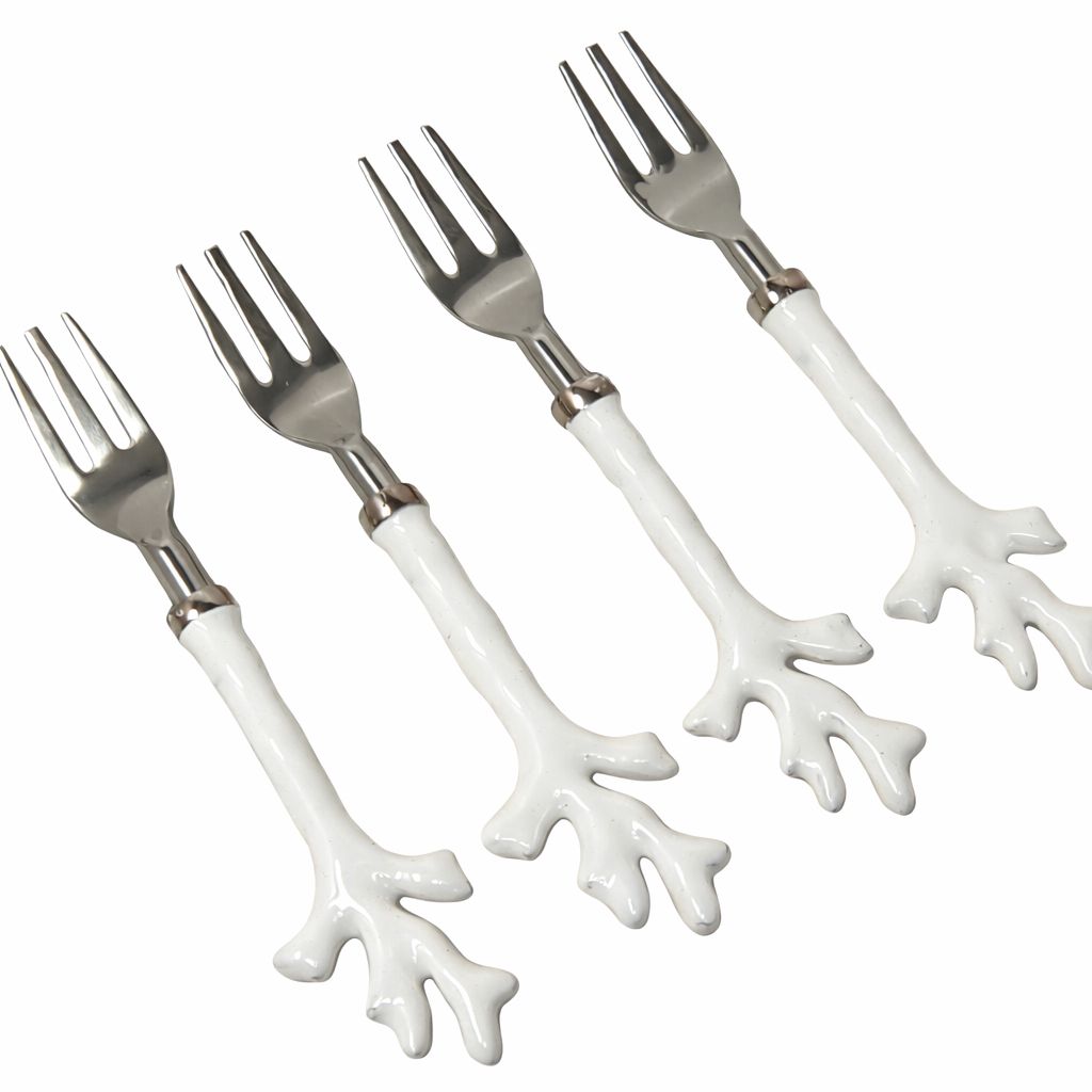 White Coral Forks Set/4 Gift