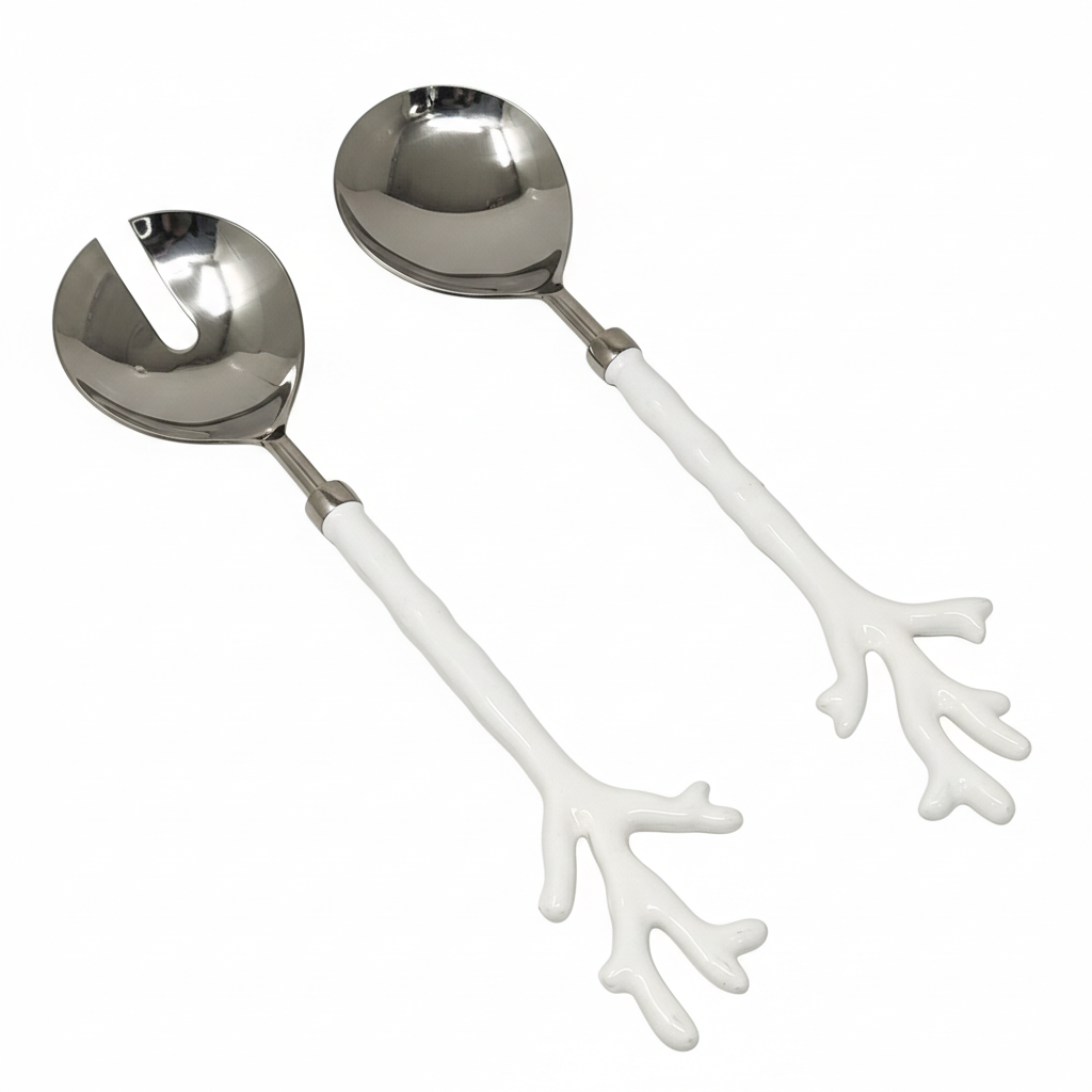White Coral Salad Servers Set/2 Gift
