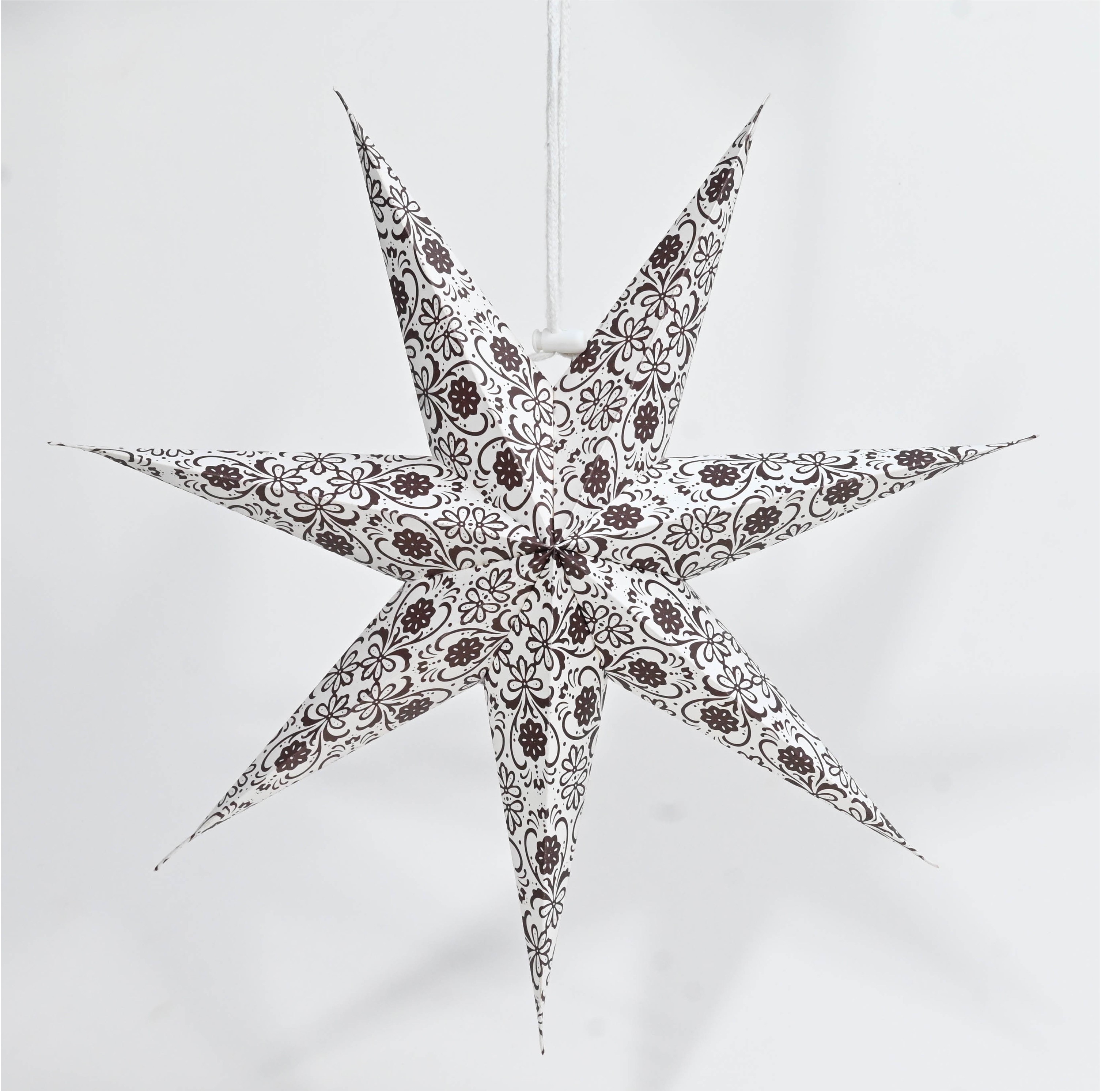 Printed Star Hanging - 30cm White/bronze Gift
