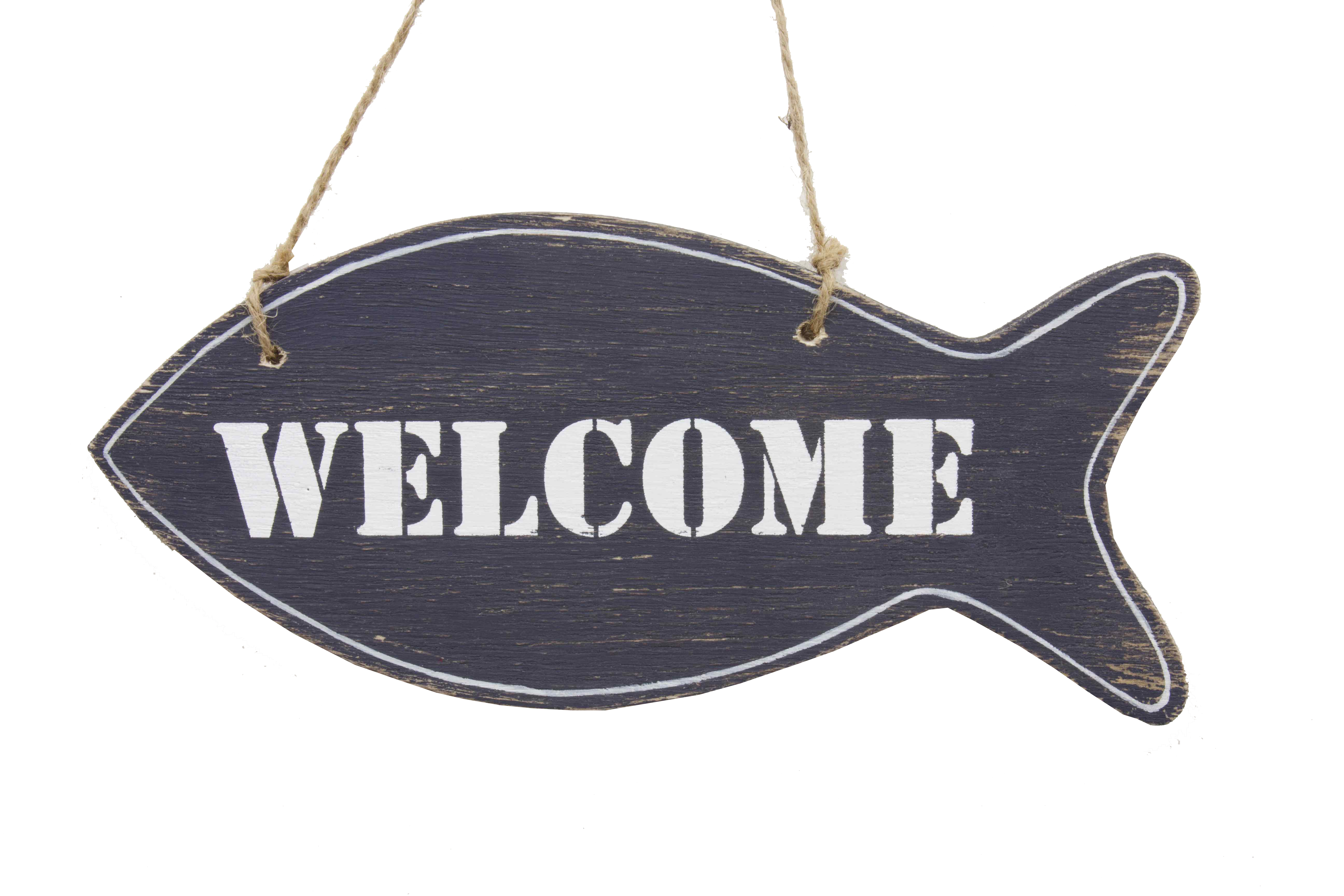 Welcome Fish Navy Blue Sign Gift