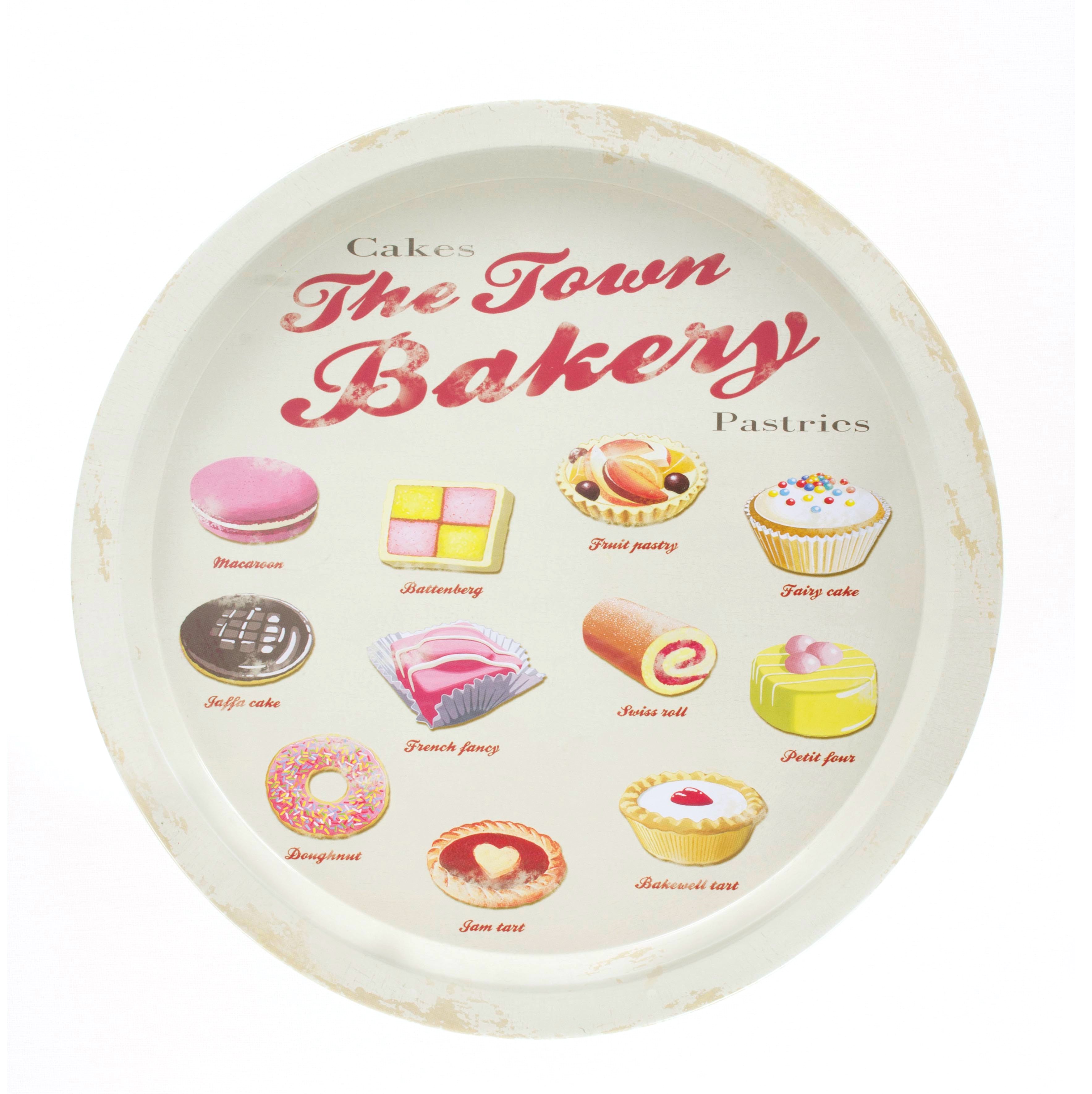 Town Bakery Round Tin Tray 32.5cm Gift