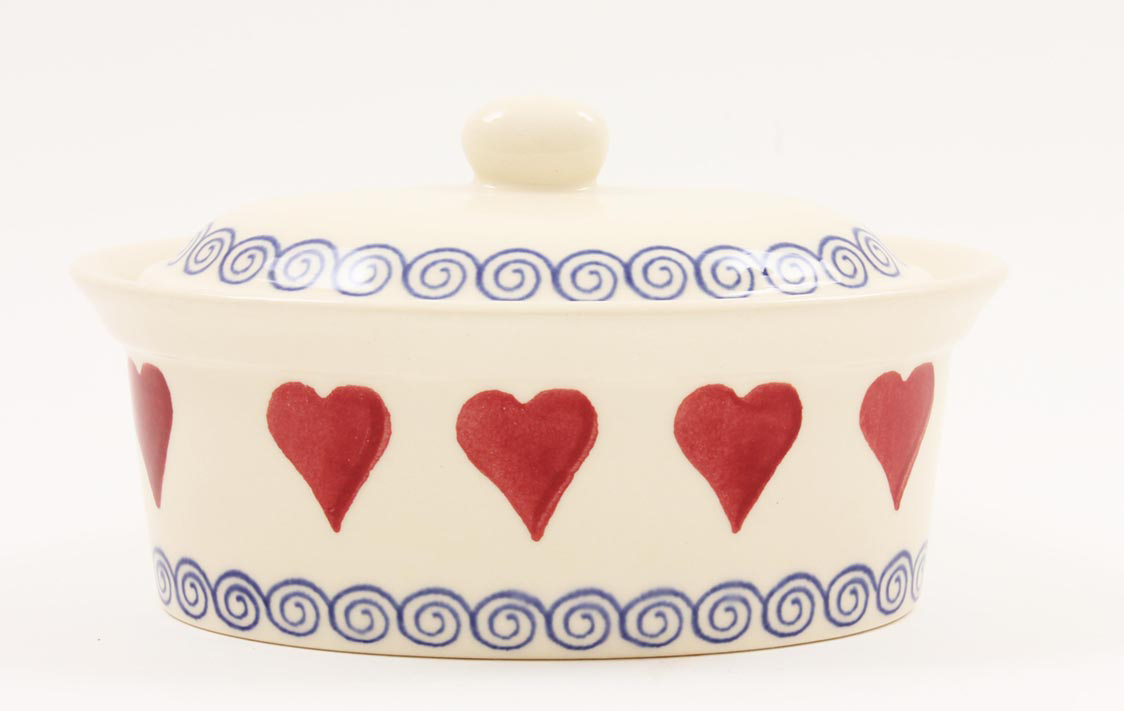 Brixton Hearts Oval Butter Dish 17cm Gift