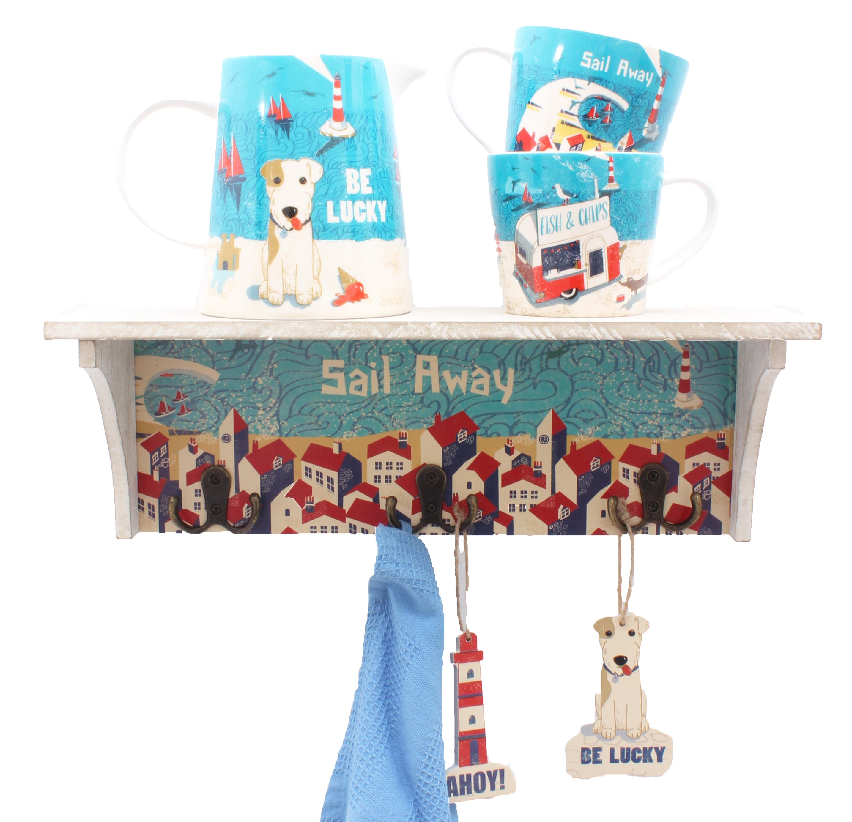 Ahoy 40cm Shelf With Hooks Gift