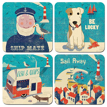 Ahoy Set Of 4 Coasters Gift