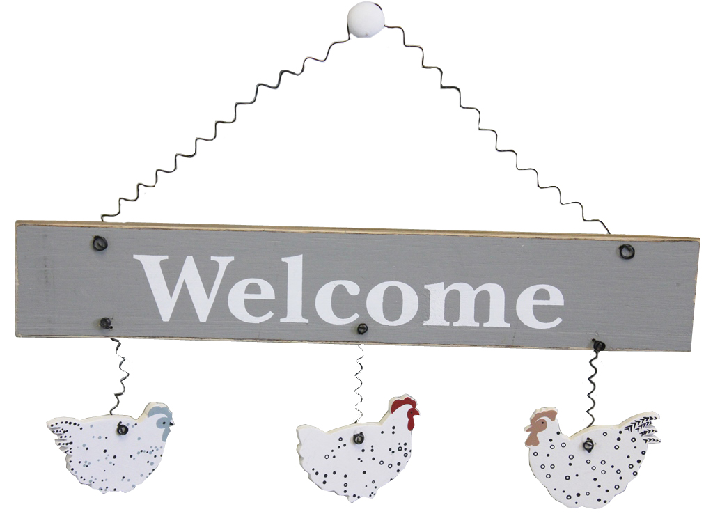 Welcome Sign 3 Hens Flock Of Hens Gift