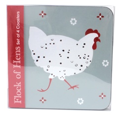 Set Of 4 Coasters Flock Of Hens Gift