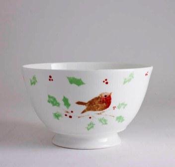 Robin & Holly 14cm Footed Bowl C. Zoob Gift