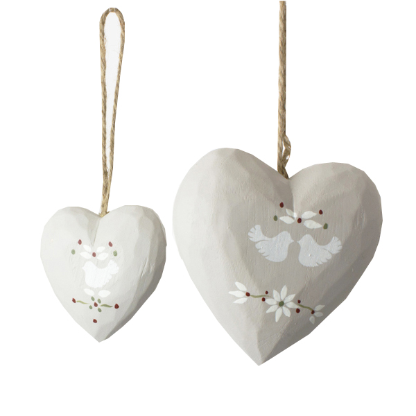 Wooden Heart Small Doves Of Peace Gift