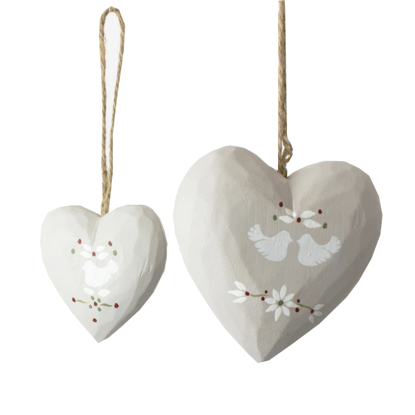 Wooden Heart Medium Doves Of Peace Gift