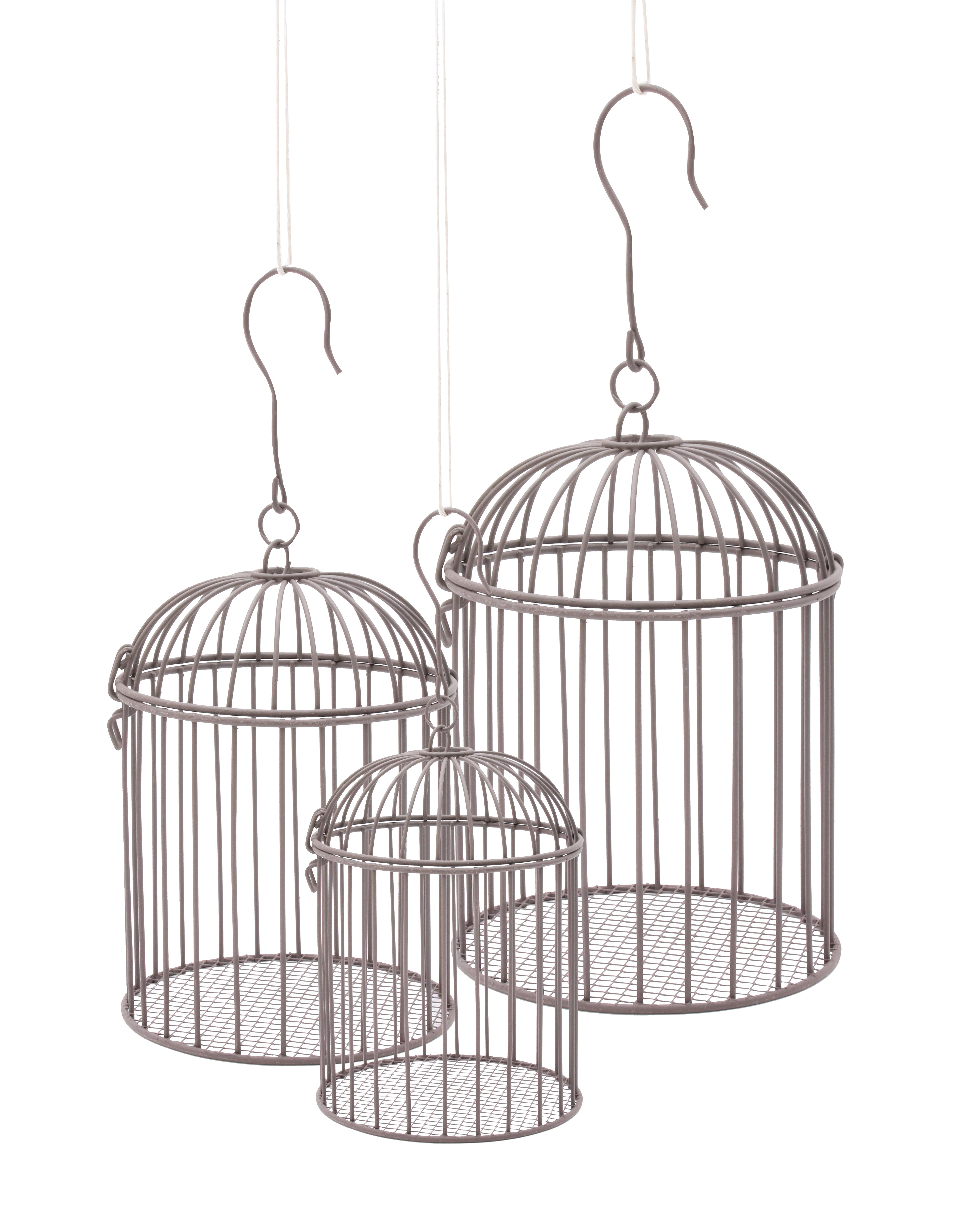 Set Of 3 Wire Lanterns Black Brown Gift