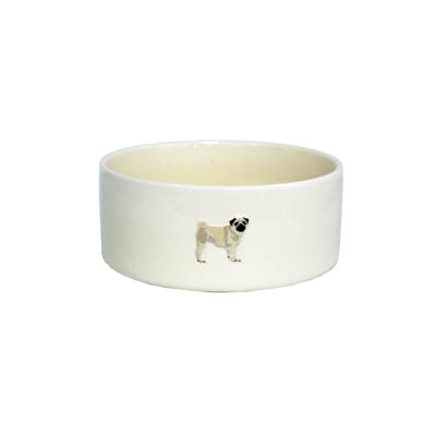 Bailey & Friends Dog Bowl Pug Cream Gift