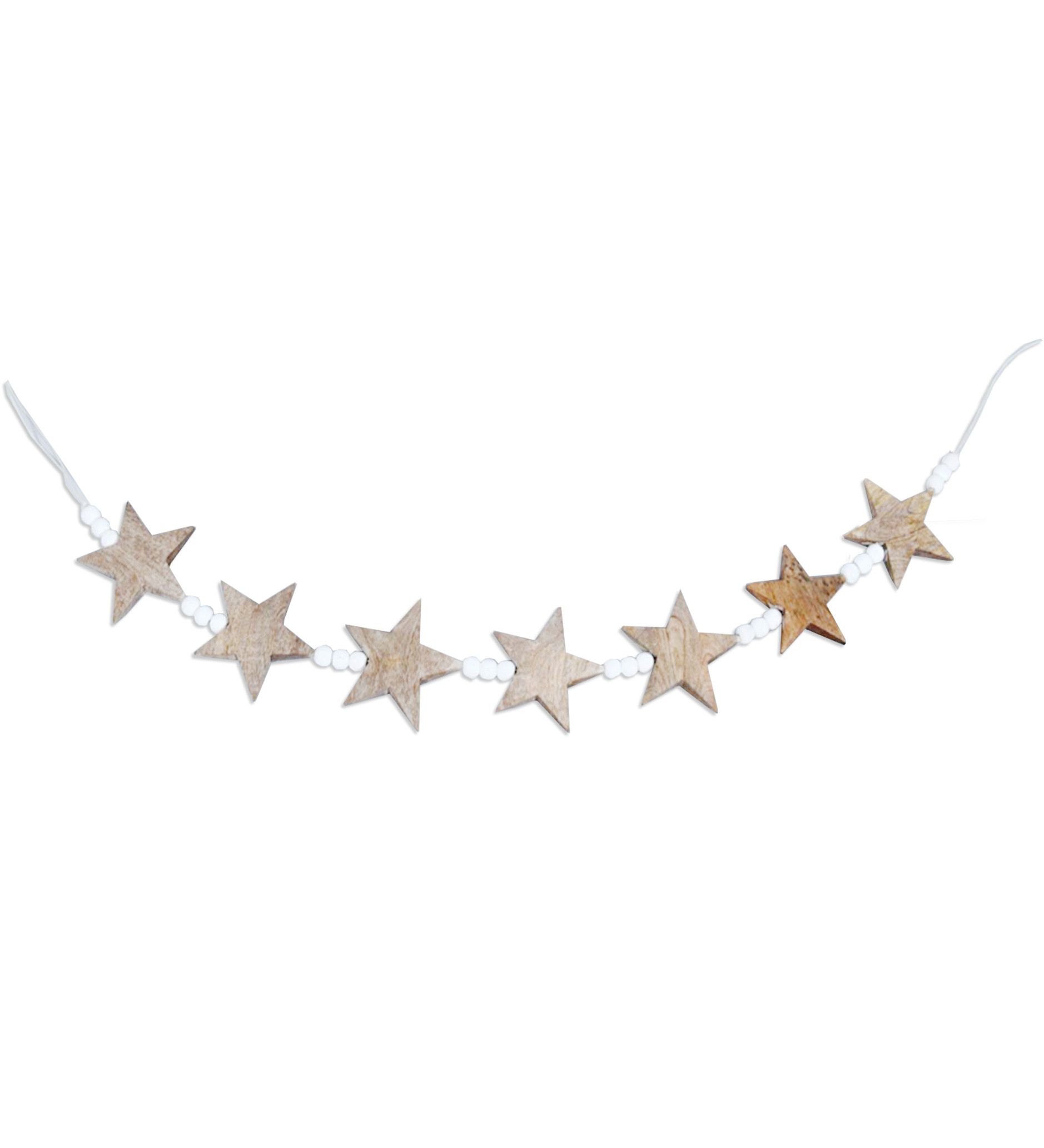 Hanging Wooden Beaded Garland With Stars Gift