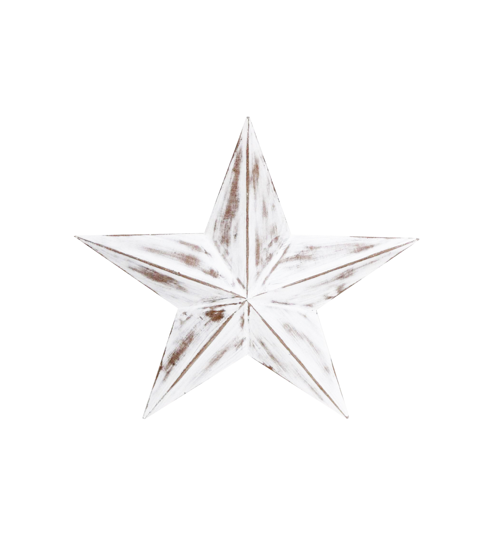 Wooden Star 3d Effect 38cm Antique White Gift