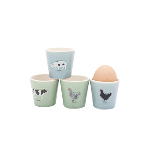 Bailey & Friends Set Of 4 Egg Cups Farm Gift