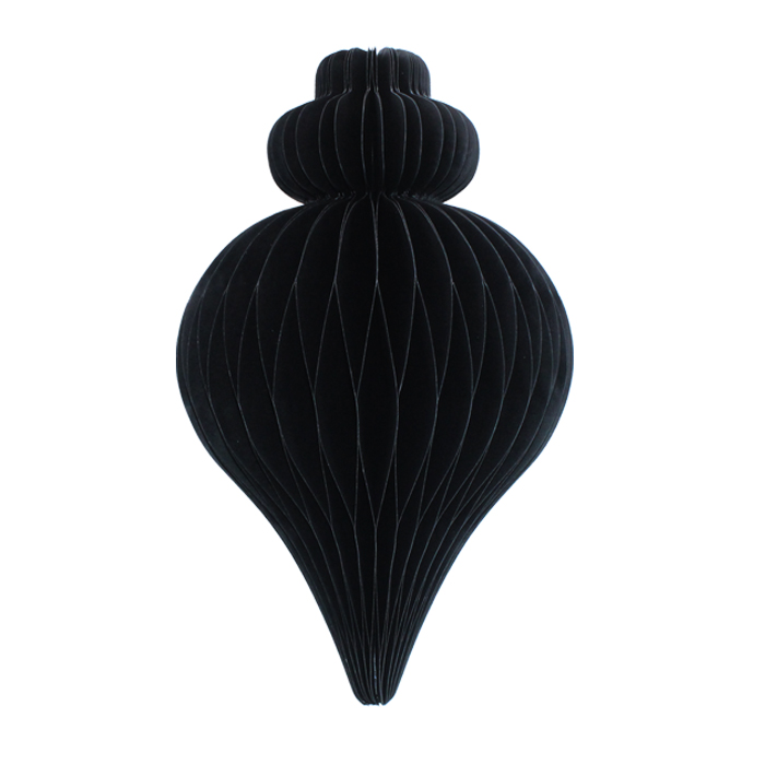 Honeycomb Paper Decoration Teardrop 30cm Black Gift