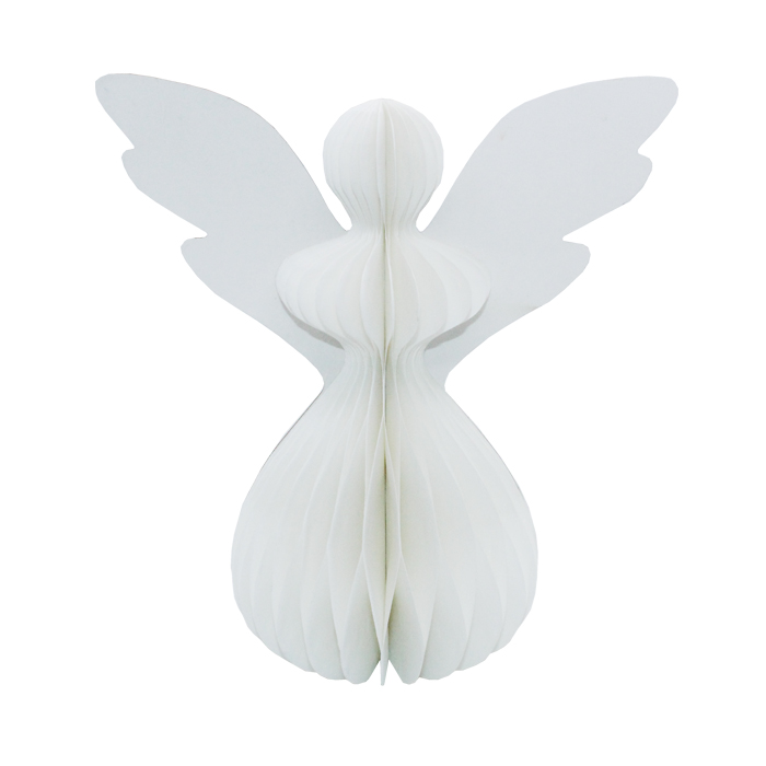 Honeycomb Paper Angel Standing 20cm White Gift