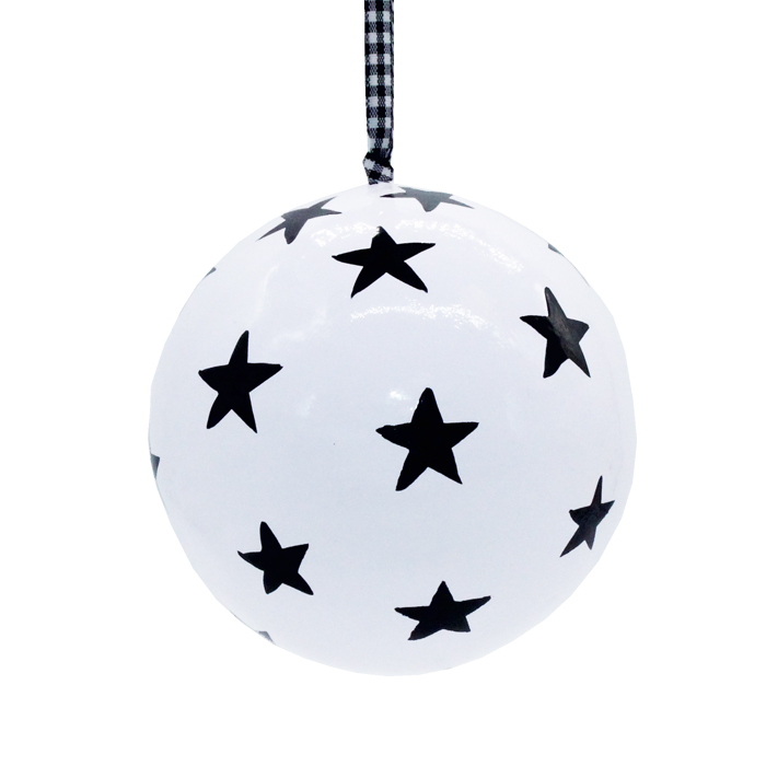 Papier Machie Bauble 10cm White Small Star Gift